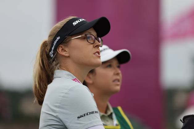 EVIAN-LES-BAINS, FRANCE - 09.07.2024: Brooke Henderson (CAN) of The Amundi Evian Championship at the Evian Resort Golf Club on July 09, 2023 in Evian-les-Bains, France.