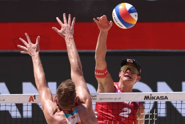 BEACHVOLLEYBALL - Beach Pro Vienna VIENNA,AUSTRIA,10.JUL.24 - Beach volleyball, Beachvolleyball - A1 Beach Pro Vienna. Image shows Philipp Waller (AUT).  GEPAxpictures xMathiasxMandl