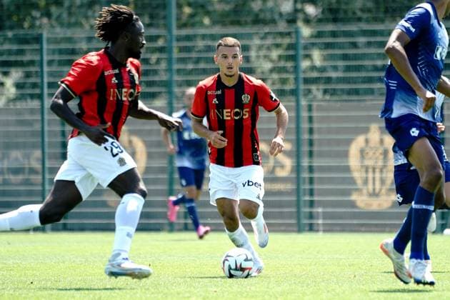 Badredine Bouanani (OGC Nice) FOOTBALL : OGC Nice vs Lausanne - Match amical - Nice - 10 07 2024 NorbertScanella Panoramic 