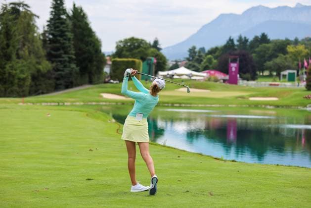 EVIAN-LES-BAINS, FRANCE - 10.07.2024: Morgane Metraux (SUI) of The Amundi Evian Championship at the Evian Resort Golf Club on July 10, 2023 in Evian-les-Bains, France.