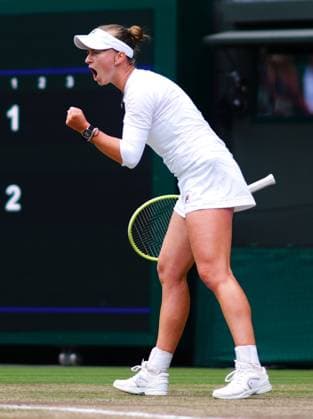 Barbora Krejcikova celebrates during her quarter final match Wimbledon Tennis Championships, Day 10, The All England Lawn Tennis and Croquet Club, London, UK - 10 Jul 2024  Copyright: xJavierxGarcia Shutterstockx 14578617af
