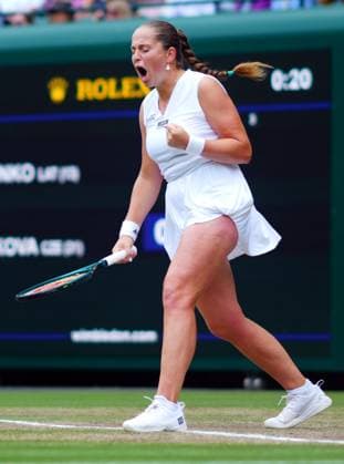 Jelena Ostapenko celebrates during her quarter final match Wimbledon Tennis Championships, Day 10, The All England Lawn Tennis and Croquet Club, London, UK - 10 Jul 2024  Copyright: xJavierxGarcia Shutterstockx 14578617ag