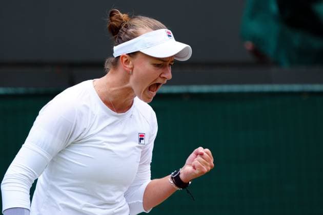 Barbora Krejcikova celebrates during her quarter final match Wimbledon Tennis Championships, Day 10, The All England Lawn Tennis and Croquet Club, London, UK - 10 Jul 2024  Copyright: xJavierxGarcia Shutterstockx 14578617am