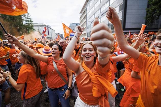 DORTMUND, Dutch supporters in Dortumund, 10-07-2024, Dutch fans in the city center of dortmund before the match against England. Oranje legioen, Dutch supporters in Dortumund  x25726956x Copyright: