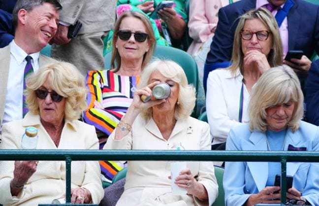 Annabel Elliot, Queen Camilla and Deborah Jevans, vice-chair of the All England Club on No.1 Court Wimbledon Tennis Championships, Day 10, The All England Lawn Tennis and Croquet Club, London, UK - 10 Jul 2024  Copyright: xJavierxGarcia Shutterstockx 14578617cs