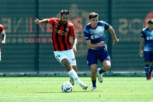 Gaëtan Laborde (OGC Nice) FOOTBALL : OGC Nice vs Lausanne - Match amical - Nice - 10 07 2024 NorbertScanella Panoramic 