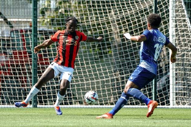 Jordan Lotomba (OGC Nice) FOOTBALL : OGC Nice vs Lausanne - Match amical - Nice - 10 07 2024 NorbertScanella Panoramic 