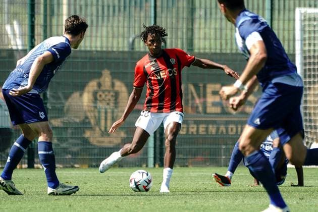 Hicham Boudaoui (OGC Nice) FOOTBALL : OGC Nice vs Lausanne - Match amical - Nice - 10 07 2024 NorbertScanella Panoramic 