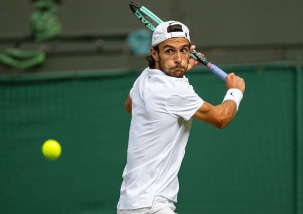 Tennis - Wimbledon Championship 2024 - Day 10 LONDON, ENGLAND - Wednesday, July 10, 2024: Lorenzo Musetti (ITA) during the Gentleman s Singles Quarter-Final match on Day Ten of The Championships Wimbledon 2024 at the All England Lawn Tennis and Croquet Club. (Photo by Kirsten Holst Propaganda) LONDON All England Lawn Tennis and Croquet Club GREATER LONDON ENGLAND  Copyright: xKirstenxHolstx 2024-07-10-062-Wimbledon_Day_10