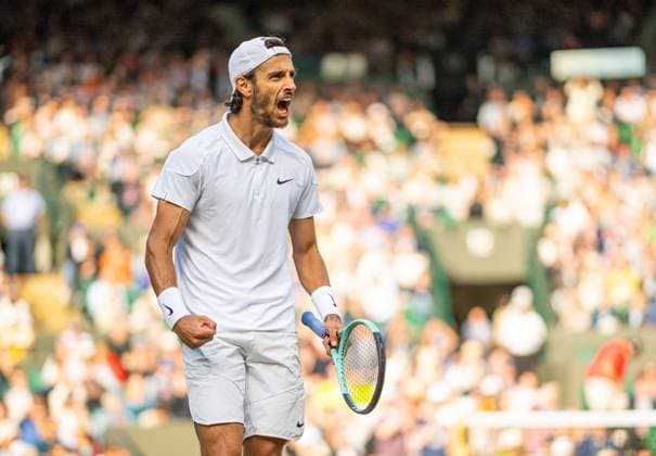 Tennis - Wimbledon Championship 2024 - Day 10 LONDON, ENGLAND - Wednesday, July 10, 2024: Lorenzo Musetti (ITA) during the Gentleman s Singles Quarter-Final match on Day Ten of The Championships Wimbledon 2024 at the All England Lawn Tennis and Croquet Club. (Photo by Kirsten Holst Propaganda) LONDON All England Lawn Tennis and Croquet Club GREATER LONDON ENGLAND  Copyright: xKirstenxHolstx 2024-07-10-072-Wimbledon_Day_10
