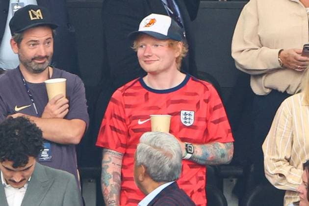 Ed Sheeran in the stands before kick-off Netherlands v England, UEFA European Championship, EM, Europameisterschaft 2024, Semi Final, Football, BVB Stadion, Dortmund, Germany, 10 Jul 2024 EDITORIAL USE ONLY No use with unauthorised audio, video, data, fixture lists, club league logos or live services. Online in-match use limited to 120 images, no video emulation. No use in betting, games or single club league player publications. Copyright: xKieranxMcManus Shutterstockx 14576895al