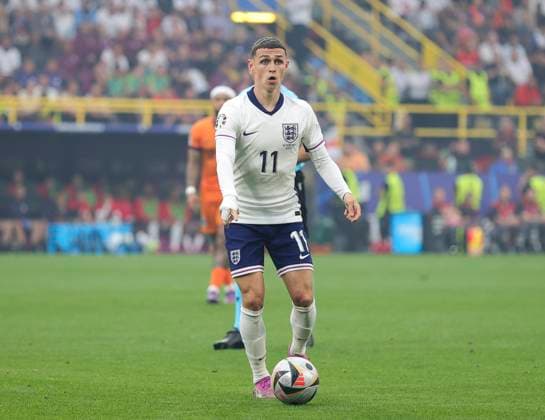 Netherlands v England UEFA EURO, EM, Europameisterschaft,Fussball 2024 Semi-final Phil Foden of England in possession during the UEFA Euro 2024 Semi-final match between Netherlands and England at Signal Iduna Park, Dortmund UK Newspapers OUT Copyright: xPaulxChestertonx FIL-20342-0075