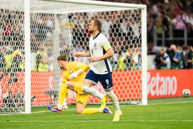 GER, Euro 2024, Halbfinale Semifinal, Niederlande (NLD) England (ENG) 10.07.2024, Signal Iduna Park, Dortmund, GER, Euro 2024, Halbfinale Semifinal, Niederlande (NLD) England (ENG) Im Bild: Torjubel Jubel ueber das Tor zum 1:1 durch Harry Kane (England GBR, 9)