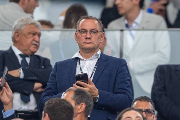 Fussball, Herren, Saison 2023 24, UEFA EURO, EM, Europameisterschaft,Fussball EM 2024, Halbfinale in Dortmund, Niederlande - England, Politiker Tino Chrupalla (AfD, Alternative für Deutschland) auf der Tribüne, 10.07. 2024, Copyright: xSebastianxRäppold MatthiasxKochx