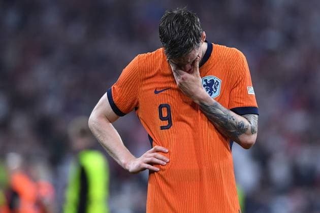 Fußball UEFA EURO, EM, Europameisterschaft,Fussball 2024 Halbfinale Niederlande - England am 10.07.2024 im BVB Stadion Dortmund in Dortmund Wout Weghorst ( Niederlande ) enttäuscht