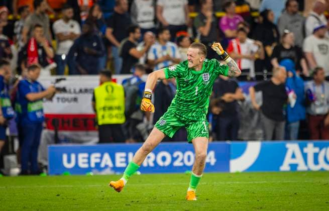 Dortmund, Germany. 10th Jul 2024. Final jubilation: Jordan Pickford (ENG) Netherlands - England Niederlande - England 10.07.2024