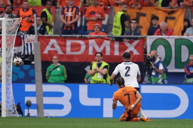 Dortmund, Germany, 10th July 2024. Xavi Simons of Netherlands scores to give the side a 1-0 lead during the UEFA European Championships semi final match at BVB Stadion, Dortmund. Picture credit should read: Jonathan Moscrop Sportimage EDITORIAL USE ONLY. No use with unauthorised audio, video, data, fixture lists, club league logos or live services. Online in-match use limited to 120 images, no video emulation. No use in betting, games or single club league player publications. SPI-3223-0059