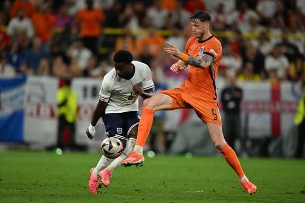 Wout Weghorst (Netherlands)Marc Guehi (England) during the UEFA EURO, EM, Europameisterschaft,Fussball Germany 2024 match between Netherlands 1-2 England at BVB Stadion Dortmund on July 10, 2024 in Dortmund, Germany. Noxthirdxpartyxsales  (259254720)