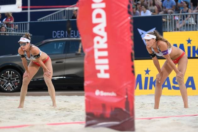 Beach Pro Tour - Elite 16 Vienna, 10.07.2024, Wien Joana Maeder (SUI), Anouk Verge-Depre (SUI); Beach Pro Tour - Elite 16 Vienna, Wien am 10.07.2024 Copyright: xBEAUTIFULxSPORTS PeterxWeberx