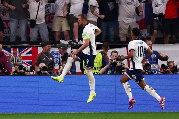July 10, 2024, Dortmund, Germany: Harry Kane (L) and Jude Bellingham of England celebrate after scoring a goal during the UEFA EURO, EM, Europameisterschaft,Fussball 2024 match between Netherlands and England at Signal Iduna Park (Dortmund)..Final score: Full time, Netherlands 1:2 England. Dortmund Germany - ZUMAs197 20240710_aaa_s197_208 Copyright: xGrzegorzxWajdax