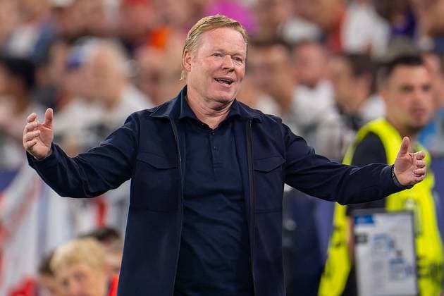 2024-07-10 The Netherlands v England - Semi-Final - UEFA EURO, EM, Europameisterschaft,Fussball 2024 DORTMUND, GERMANY - JULY 10: Coach Ronald Koeman of the Netherlands reacts during the Semi-Final - UEFA EURO 2024 match between The Netherlands and England at BVB Stadion Dortmund on July 10, 2024 in Dortmund, Germany. (Photo by Joris Verwijst BSR Agency) Dortmund Germany Content not available for redistribution in The Netherlands directly or indirectly through any third parties. Copyright: xBSRxAgencyx