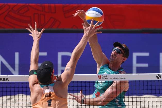 BEACHVOLLEYBALL - Beach Pro Vienna VIENNA,AUSTRIA,11.JUL.24 - Beach volleyball, Beachvolleyball - A1 Beach Pro Vienna. Image shows Christopher McHugh (AUS).  GEPAxpictures xMathiasxMandl