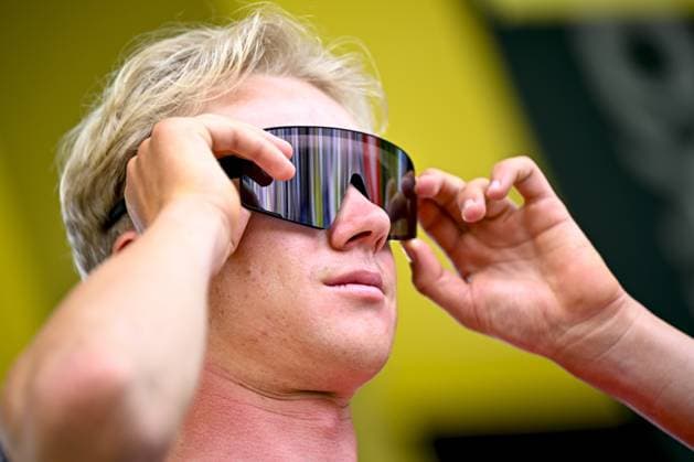 Belgian Maxim Van Gils of Lotto Dstny pictured at the start of stage 12 of the 2024 Tour de France cycling race, from Aurillac to Villeneuve-sur-Lot, France (203,6km) on Thursday 11 July 2024. The 111th edition of the Tour de France starts on Saturday 29 June and will finish in Nice, France on 21 July. JASPERxJACOBS  x96245409x