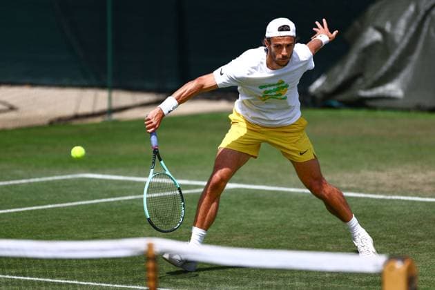 Lorenzo Musetti practices Wimbledon Tennis Championships, Day 11, The All England Lawn Tennis and Croquet Club, London, UK - 11 Jul 2024  Copyright: xJamesxMarsh Shutterstockx 14580282k