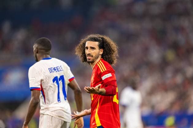 Spain v France, UEFA EURO, EM, Europameisterschaft,Fussball 2024 semi-final, Munich, Germany Munich, Germany. 09th, July 2024. Marc Cucurella (24) of Spain seen during the UEFA Euro 2024 semi-final between Spain and France at Allianz Arena in Munich. Munich Germany  Copyright: xGonzalesxPhoto FrederikkexJensenx