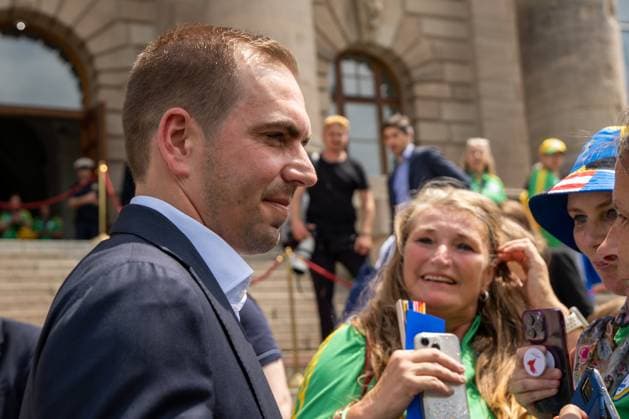 Munich, Bavaria, Germany - 11 July 2024: UEFA EURO, EM, Europameisterschaft,Fussball 2024 Tournament Director Philipp Lahm honoring the volunteers of the European Championship, EM, Europameisterschaft