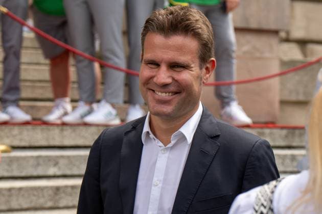 Munich, Bavaria, Germany - 11 July 2024: Honoring the volunteers of the European Championships in the Lower Hofgarten in Munich. Soccer referee Felix Brych