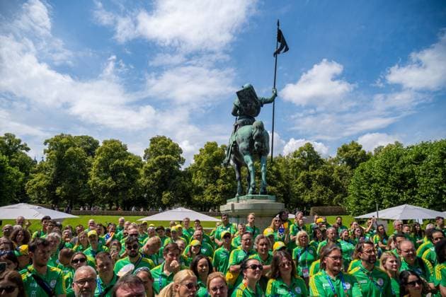 Munich, Bavaria, Germany - 11 July 2024: Honoring the volunteers of the UEFA EURO, EM, Europameisterschaft,Fussball 2024 European Football Championship in the Lower Hofgarten in Munich