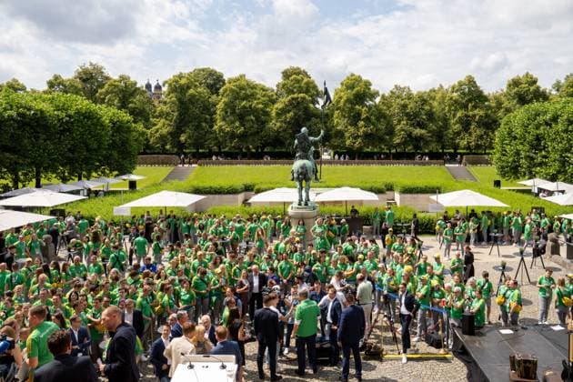 Munich, Bavaria, Germany - 11 July 2024: Honoring the volunteers of the UEFA EURO, EM, Europameisterschaft,Fussball 2024 European Football Championship in the Lower Hofgarten in Munich