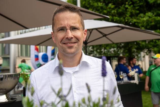 Munich, Bavaria, Germany - 11 July 2024: Honoring the volunteers of the UEFA EURO, EM, Europameisterschaft,Fussball 2024 European Football Championship in the Unterer Hofgarten in Munich. Dr. Christoph Kern President of the Bavarian Football Association