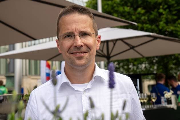 Munich, Bavaria, Germany - 11 July 2024: Honoring the volunteers of the UEFA EURO, EM, Europameisterschaft,Fussball 2024 European Football Championship in the Unterer Hofgarten in Munich. Dr. Christoph Kern President of the Bavarian Football Association