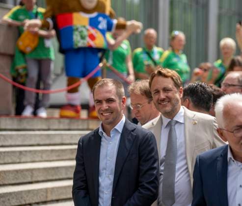 Munich, Bavaria, Germany: July 11, 2024: Philipp Lahm soccer player and ambassador of the European Championship, EM, Europameisterschaft 2024 at the award ceremony for the volunteers of the UEFA EURO, EM, Europameisterschaft,Fussball 2024 European Championship in Germany in Munich in the lower Hofgarten.