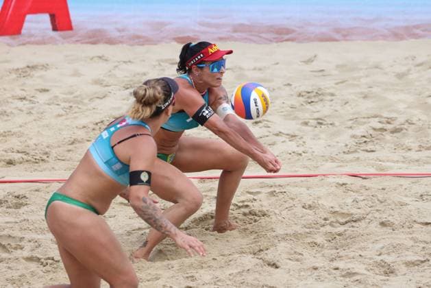 BEACHVOLLEYBALL - Beach Pro Vienna VIENNA,AUSTRIA,11.JUL.24 - Beach volleyball, Beachvolleyball - A1 Beach Pro Vienna. Image shows Agatha Bednarczuk Rippel and Rebecca Cavalcante Barbosa Da Silva (BRA).  GEPAxpictures xMathiasxMandl