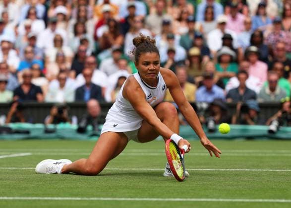 11th July 2024; All England Lawn Tennis and Croquet Club, London, England; Wimbledon Tennis Tournament, Day 11; Jasmine Paolini (ITA) at the net against Donna Vekic (CRO), ladies singles semi final match  ActionPlus12666968 JohnxPatrickxFletcher