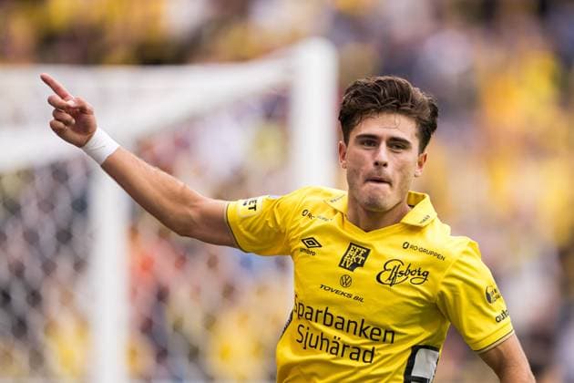 240711 Besfort Zeneli of Elfsborg celebrates after scoring the 1-0 goal during the UEFA Europa League qualification match between Elfsborg and Pafos on July 11, 2024 in Boras. Photo: Jörgen Jarnberger BILDBYRAN COP 112 JJ0379 fotboll football soccer fotball uefa europa league kval qualifying round qualification elfsborg pafos bbeng jubel Copyright: JÖRGENxJARNBERGER BB240711JJ022