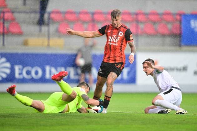 Jan Hladik scoring chance during UEFA Europa league match, MFK Ruzomberok - FC Tobol Kostanaj, 11. july 2024 Ruzomberok Slovakia Copyright: xx DSC_7123