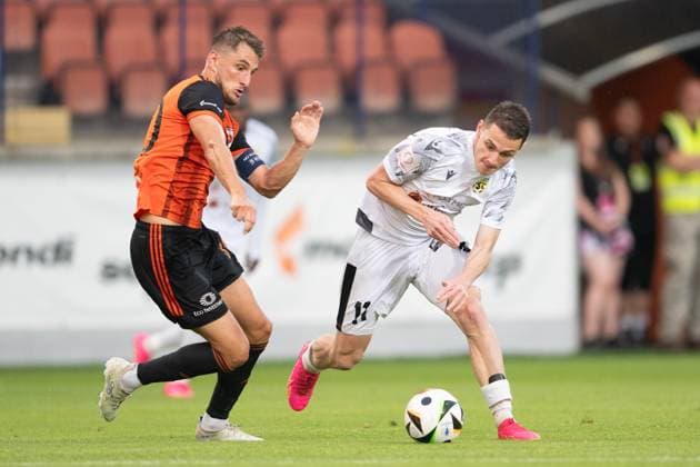 Islam Chesnokov in the battle during UEFA Europa league preliminary round match, MFK Ruzomberok - FC Tobol Kostanaj, 11. july 2024 Copyright: xMICHALxFAJT,ZOSPORTU.SKx DSC_7376