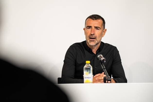 240711 Manager Juan Carlos Carcedo of Pafos during the pressconferens after the UEFA Europa League qualification match between Elfsborg and Pafos on July 11, 2024 in Boras. Photo: Jörgen Jarnberger BILDBYRAN COP 112 JJ0379 fotboll football soccer fotball uefa europa league kval qualifying round qualification elfsborg pafos bbeng Copyright: JÖRGENxJARNBERGER BB240711JJ088