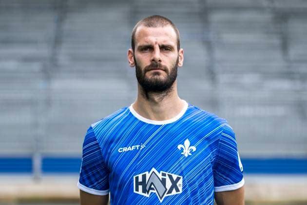 11.07.2024, xfux, Fussball 2.Bundesliga, SV Darmstadt 98 Fototermin Saison 2024 25 - Porträttermin 2024 2025, emspor, v.l. Aleksandar Vukotic; SV Darmstadt 1898 e.V.; 2.BL, Porträttermin 2024 2025 Darmstadt