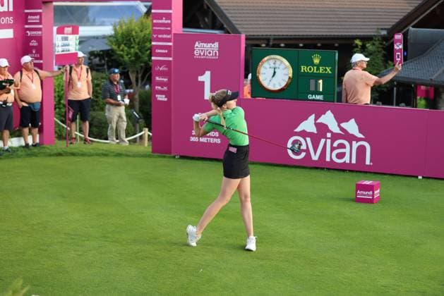 EVIAN-LES-BAINS, FRANCE - 11.07.2024: Olivia Cowan (GER) of The Amundi Evian Championship at the Evian Resort Golf Club on July 11, 2023 in Evian-les-Bains, France.