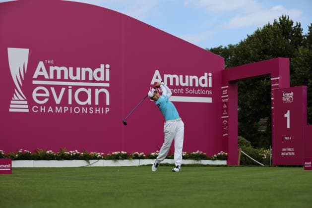 EVIAN-LES-BAINS, FRANCE - 11.07.2024: Hyo Joo Kim (KOR) of The Amundi Evian Championship at the Evian Resort Golf Club on July 11, 2023 in Evian-les-Bains, France.