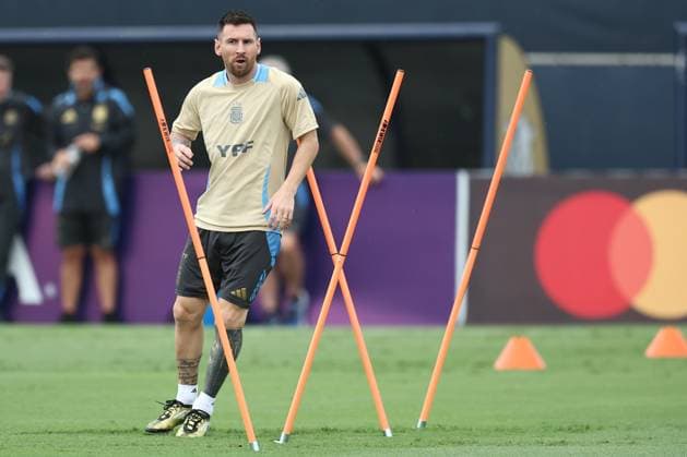 Argentina s forward Lionel Messi during a training session ahead the match against Colombia for the Copa America USA 2024 final match, at Florida International University (FIU), Miami, on July 11 2024. MIAMI UNITED STATES Copyright: xALEJANDROxPAGNIx