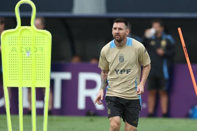 Argentina s forward Lionel Messi during a training session ahead the match against Colombia for the Copa America USA 2024 final match, at Florida International University (FIU), Miami, on July 11 2024. MIAMI UNITED STATES Copyright: xALEJANDROxPAGNIx