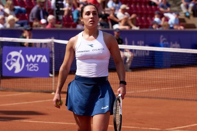 Martina Trevisan of Italy reacts to a ball against Louisa Chirico of United States during the Womens singles semi final match at Nordea Open at Bastad Tennis Stadium on July 12, 2024 in Bastad, Sweden (Photo by Camilla Stolen Imago) Bastad Sweden Copyright: xCamillaxStolenx L2250212