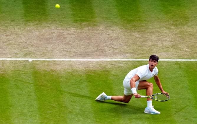 Carlos Alcaraz during his semi final match Wimbledon Tennis Championships, Day 12, The All England Lawn Tennis and Croquet Club, London, UK - 12 Jul 2024  Copyright: xJavierxGarcia Shutterstockx 14581882ag