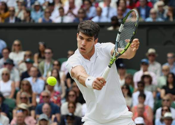Carlos Alcaraz (ESP) Tennis - Wimbledon 2024 - Grand Slam ITF ATP, Tennis Herren WTA, Tennis Damen - AELTC - London - - Great Britain - 12 July 2024. Copyright: xJuergenxHasenkopfx